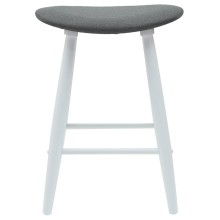 Комплект от 2 ниски бар стола тип табуретки в стил Mid-Century Modern от масивно каучуково дърво в бяло и сива тапицерия