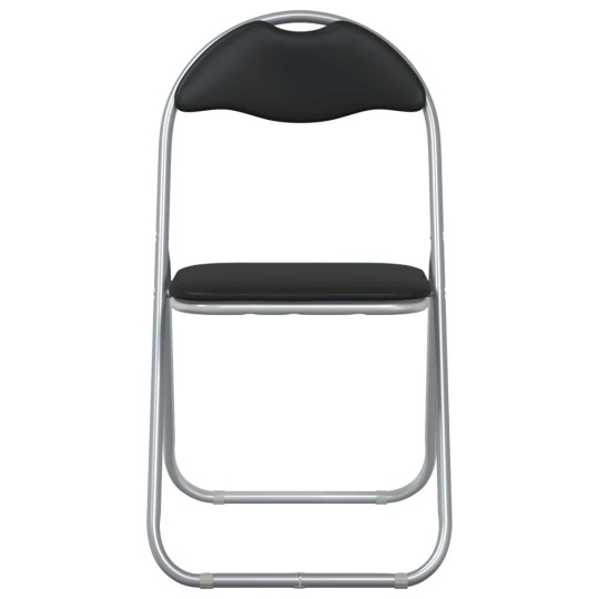 Комплект от 2 сгъваеми стола в модерен индустриален стил със стоманена рамка и черна еко кожа