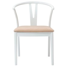 Комплект от 2 трапезни стола тип кресла в стил Mid-Century Modern от масивно каучуково дърво в бяло и бежово