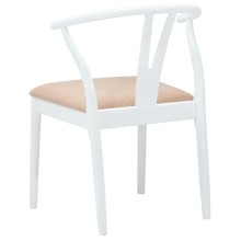 Комплект от 2 трапезни стола тип кресла в стил Mid-Century Modern от масивно каучуково дърво в бяло и бежово