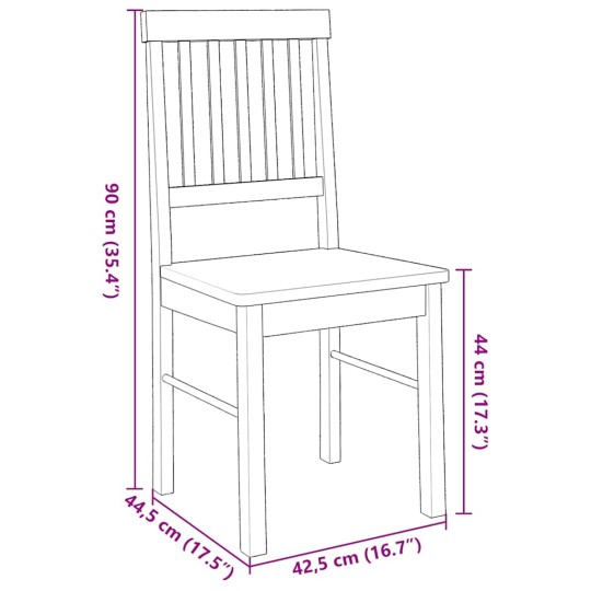 Комплект от 2 трапезни стола в стил Mission от масивно каучуково дърво в бяло и меден финиш