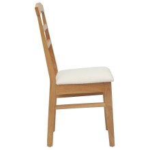 Комплект от 2 трапезни стола в стил Transitional Classic от масивно каучуково дърво в натурален цвят и бяло букле