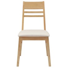 Комплект от 2 трапезни стола в стил Transitional Classic от масивно каучуково дърво в натурален цвят и кремава тапицерия
