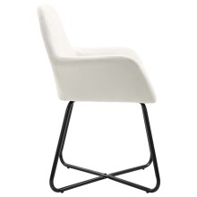 Комплект от 4 кресла за трапезария в стил Мид-сенчъри модерн от кремав текстил с черни метални крака