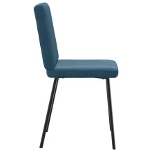 Комплект от 6 трапезни стола в стил Mid-Century Modern от синьо кадифе с вертикално капитониране