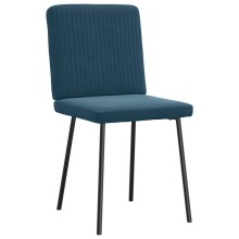 Комплект от 6 трапезни стола в стил Mid-Century Modern от синьо кадифе с вертикално капитониране