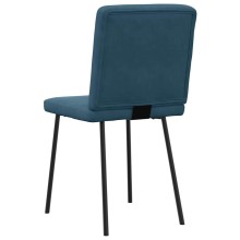 Комплект от 6 трапезни стола в стил Mid-Century Modern от синьо кадифе с вертикално капитониране