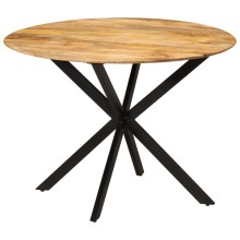 Кръгла трапезна маса ⌀110 x 78 см в стил Mid-Century Modern, мангово дърво масив и черна стомана