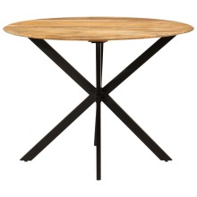 Кръгла трапезна маса ⌀110 x 78 см в стил Mid-Century Modern, мангово дърво масив и черна стомана