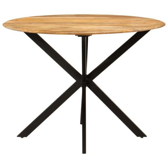 Кръгла трапезна маса ⌀110 x 78 см в стил Mid-Century Modern, мангово дърво масив и черна стомана