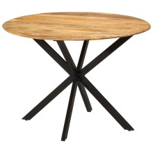 Кръгла трапезна маса ⌀110 x 78 см в стил Mid-Century Modern, мангово дърво масив и черна стомана