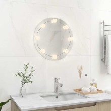 Кръгло стенно огледало без рамка с 8 регулируеми LED крушки ⌀ 50 см