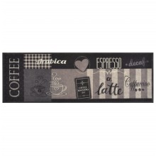 Кухненско килимче Coffee, черно, 60x180 см, кадифе