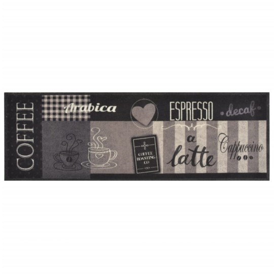 Кухненско килимче Coffee, черно, 60x180 см, кадифе