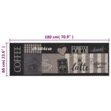 Кухненско килимче Coffee, черно, 60x180 см, кадифе