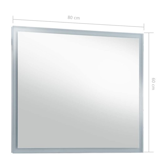 LED стенно огледало за баня с периферна светеща рамка, 80x60 см