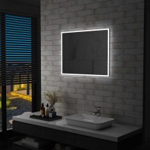 LED стенно огледало за баня с периферна светеща рамка, 80x60 см