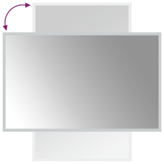 LED стенно огледало за баня с периферна светеща рамка и USB захранване, 50x80 см