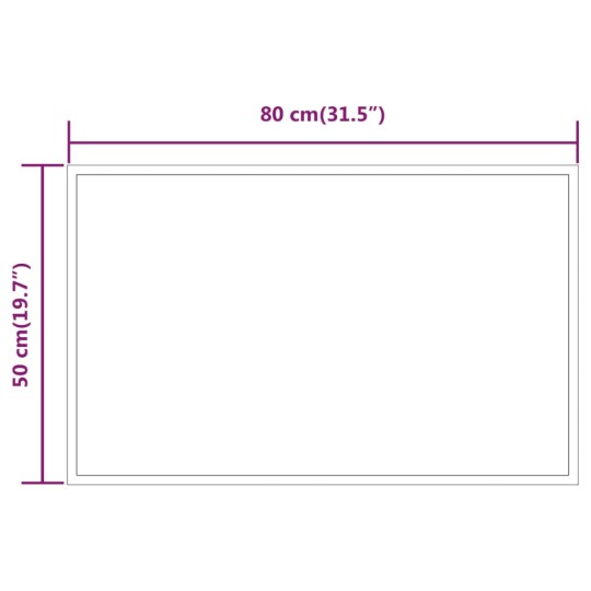 LED стенно огледало за баня с периферна светеща рамка и USB захранване, 50x80 см