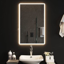 LED стенно огледало за баня с периферна светеща рамка и USB захранване, 50x80 см