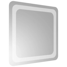 LED стенно огледало за баня с USB захранване и периферна светеща рамка с омекотени ъгли, 40x40 см