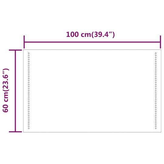 LED стенно огледало за баня с USB захранване и странично точково осветление, 100x60 см