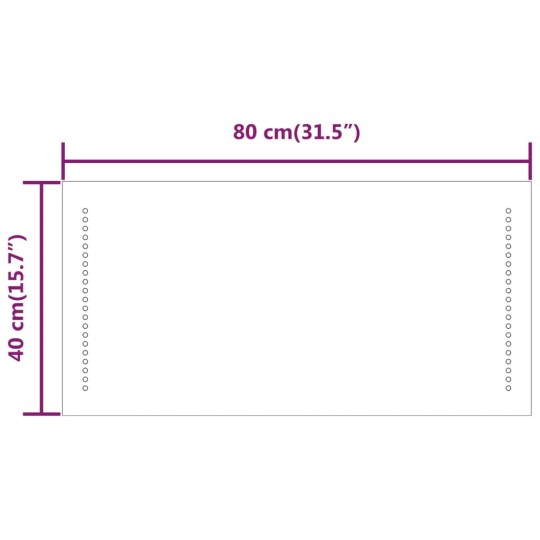 LED стенно огледало за баня с USB захранване и странично точково осветление, 40x80 см