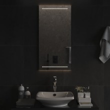 LED стенно огледало за баня с USB захранване и странично точково осветление, 40x80 см