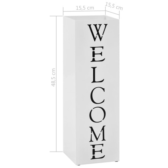 Метална поставка за чадъри WELCOME, бяла, 15,5 x 15,5 x 48,5 см
