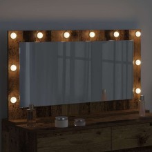 Настолно тоалетно огледало с Холивуд LED осветление старо дърво 100 x 55 см