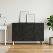 Нисък шкаф FLORA с 2 врати и 2 чекмеджета, черен, 89 x 34,5 x 60 см