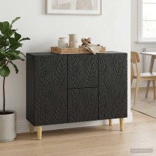 Нисък шкаф FLORA с 2 врати и 2 чекмеджета, черен, 89 x 34,5 x 60 см