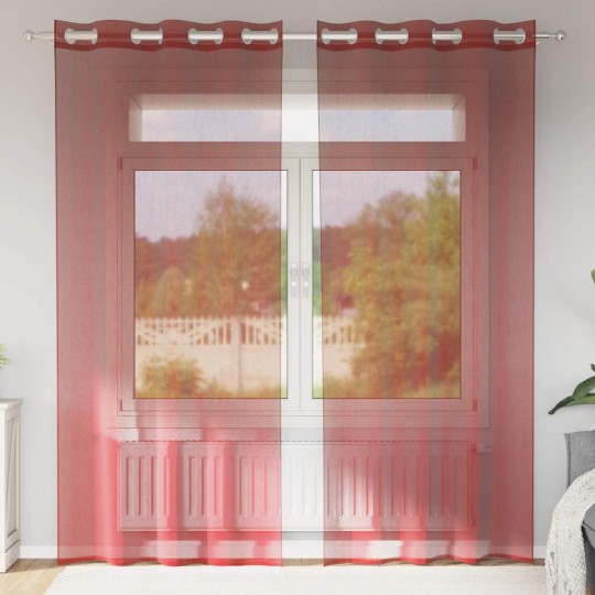 Пердета от воал в цвят бордо с метални халки, 2 бр.