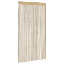 Пердета с ресни в цвят бежов за тръбен корниз, 2 бр., 140 x 250 см