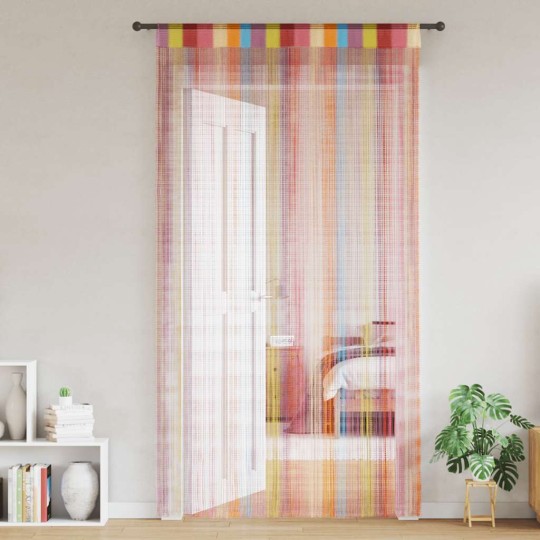 Пердета с ресни в цвят многоцветен за тръбен корниз, 2 бр., 140 x 250 см
