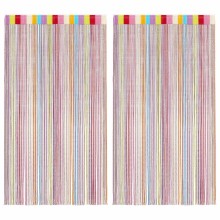 Пердета с ресни в цвят многоцветен за тръбен корниз, 2 бр., 140 x 250 см