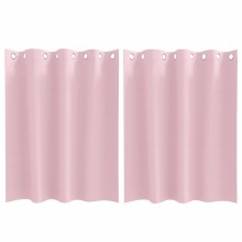 Плътни завеси в цвят бебешкорозово с метални халки, 2 бр., 140 x 140 см