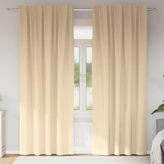 Плътни завеси в цвят пастелна ванилия с комбиниран перделък, 2 бр., 140 x 245 см