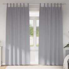Плътни завеси в цвят сив с текстилни гайки (уши), 2 бр., 140 x 225 см