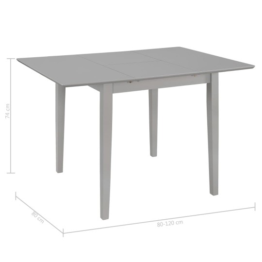 Разтегателна трапезна маса в стил Scandinavian, сив масив и МДФ, 80-120 x 80 см