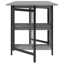 Сгъваема трапезна маса в стил Modern Minimalist, ЛПДЧ сив сонома и черен метал, 144 x 60 см