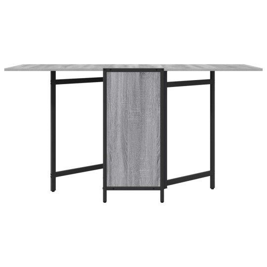 Сгъваема трапезна маса в стил Modern Minimalist, ЛПДЧ сив сонома и черен метал, 144 x 60 см