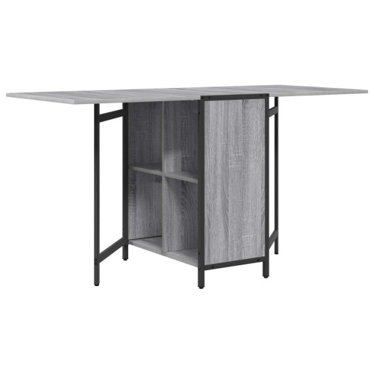 Сгъваема трапезна маса в стил Modern Minimalist, ЛПДЧ сив сонома и черен метал, 144 x 60 см