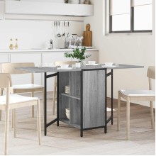 Сгъваема трапезна маса в стил Modern Minimalist, ЛПДЧ сив сонома и черен метал, 144 x 60 см