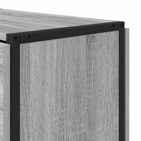 Сгъваема трапезна маса в стил Modern Minimalist, ЛПДЧ сив сонома и черен метал, 144 x 60 см