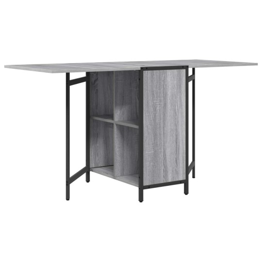 Сгъваема трапезна маса в стил Modern Minimalist, ЛПДЧ сив сонома и черен метал, 144 x 60 см