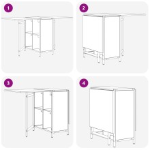 Сгъваема трапезна маса в стил Modern Minimalist, ЛПДЧ сив сонома и черен метал, 144 x 60 см