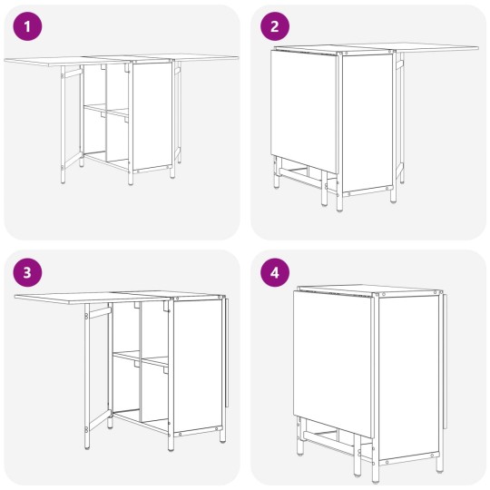 Сгъваема трапезна маса в стил Modern Minimalist, ЛПДЧ сив сонома и черен метал, 144 x 60 см