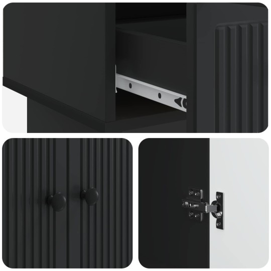 Шкаф LINEA с 2 врати и 2 чекмеджета, черен, 66 x 34,5 x 95 см