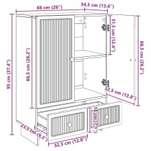 Шкаф LINEA с 2 врати и 2 чекмеджета, черен, 66 x 34,5 x 95 см